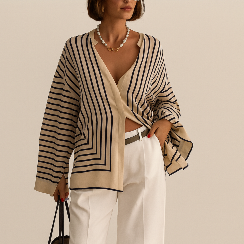 Casual striped slit shirt