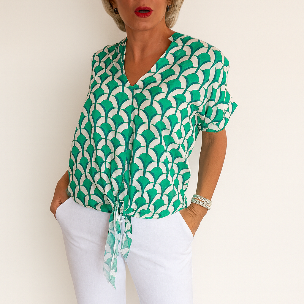 Ashley™ | Printed V-Neck Casual Top