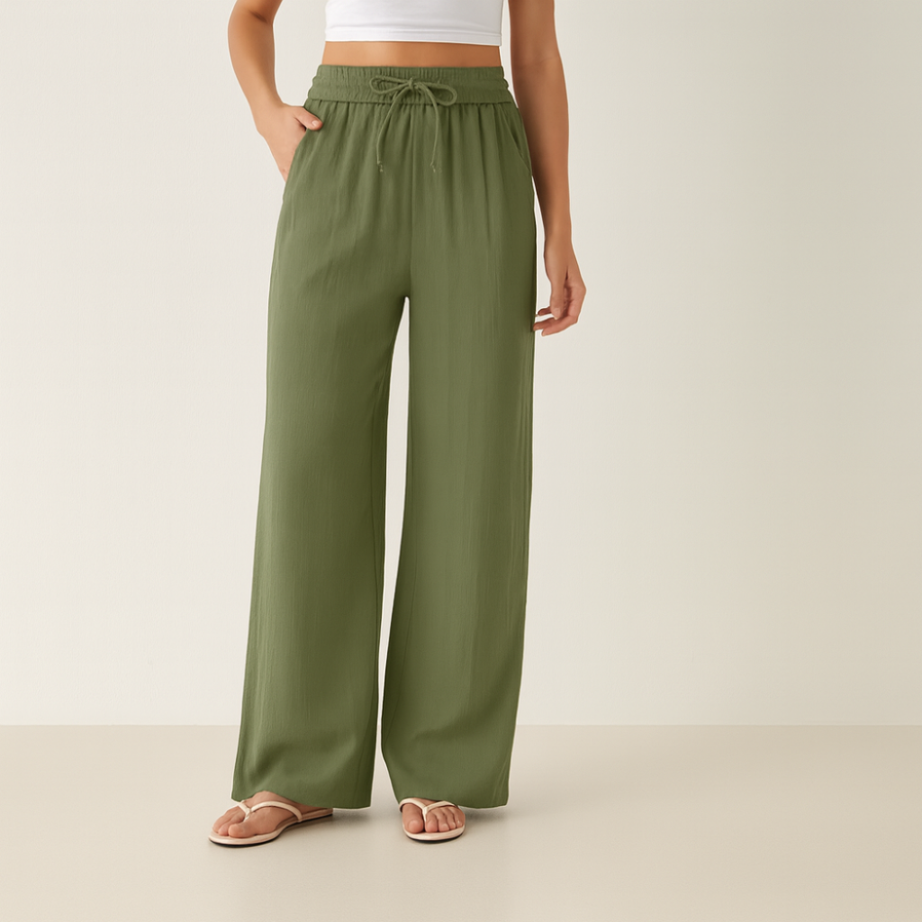 Pantalon Taille Haute Fluide