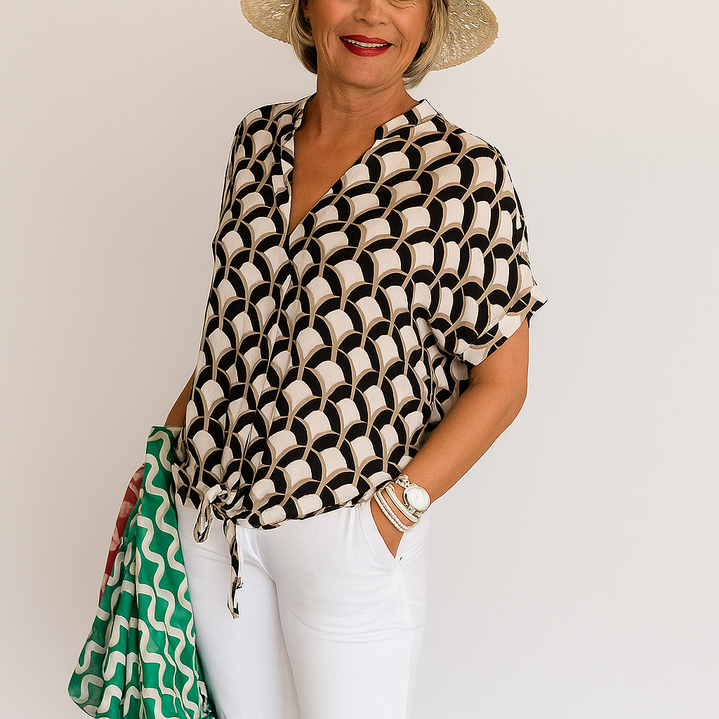 Ashley™ | Printed V-Neck Casual Top