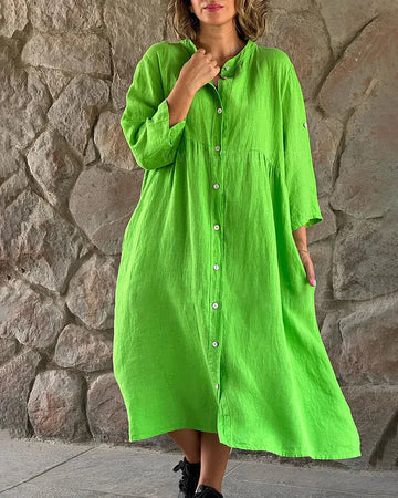 Noemi - Loose cotton and linen shirt dress